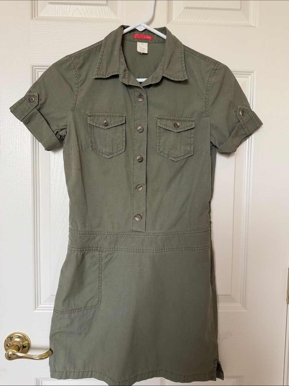 J. Crew Olive Green Short-Sleeve Utility Dress